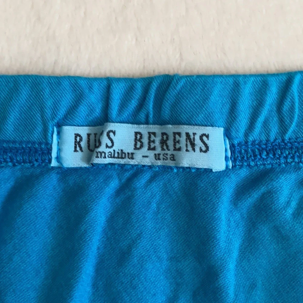 {VTG} Russ Berens Malibu USA | Y2K Cotton Modal Tiered Boho Peasant Skirt Blue M - Picture 6 of 12